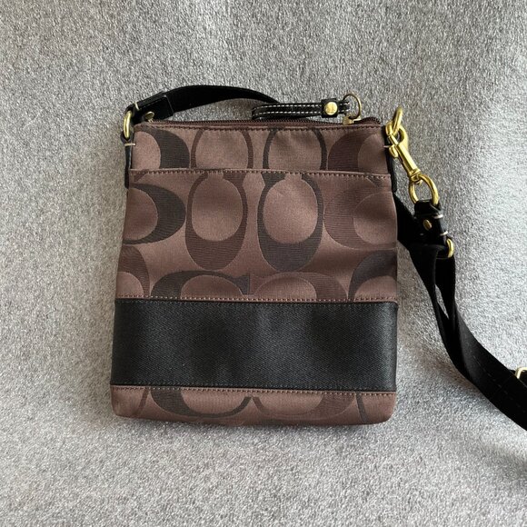 Coach Crossbody Shoulder Bag Brown/Black Swingpack - Picture 7 of 11